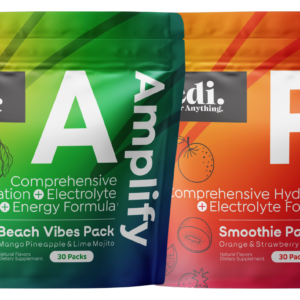 Redi Performance Bundle showing both Replenish and Amplify electrolyte hydration stick pack pouches side by side