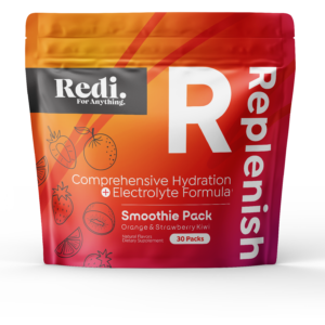 Redi Replenish electrolyte hydration stick pack pouch, Smoothie Pack flavor, Orange and Strawberry Kiwi